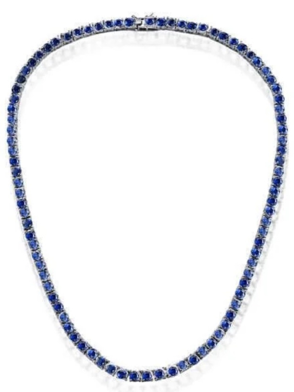 NEW Sapphire Tennis Necklace 17 inch 925 Sterling Silver 4.5 mm Unisex Necklace